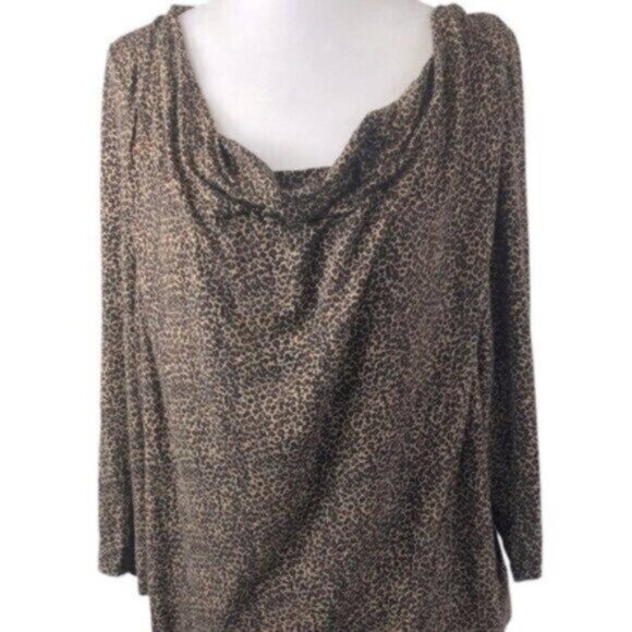 Michael Kors Brown Animal Print Business Casual Everyday Blouse 1X - Picture 5 of 6